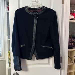 Iike new, black jacket with faux leather trim